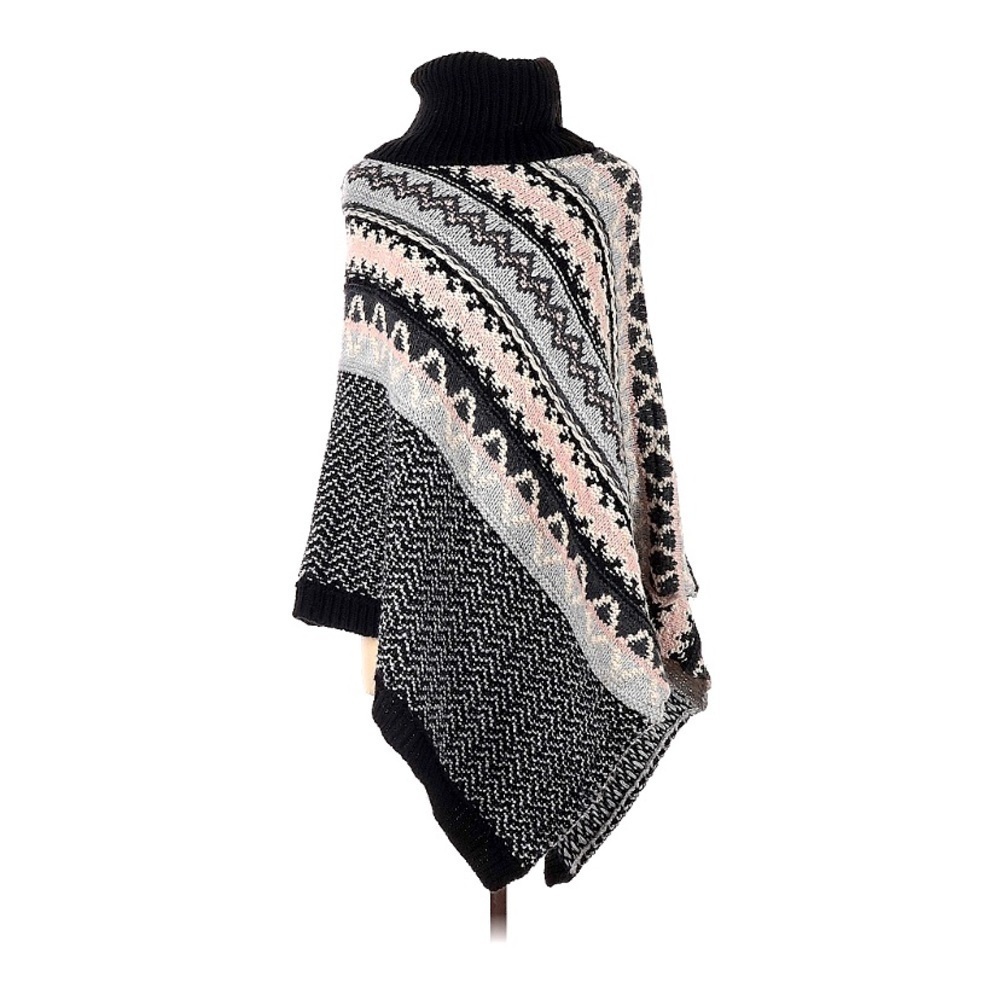 Cocogio wool alpaca blend turtleneck poncho sweater outerwear o/s